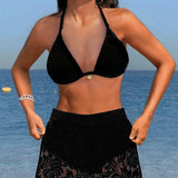 Laluna® | Conjunto de bikini elegante em renda de cor sólida