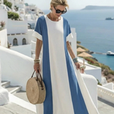 Noémie | Vestido Maxi Bicolor de Mangas Curtas