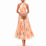 Aurora | Vestido Halter com Estampa Aquarela
