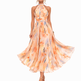Aurora | Vestido Halter com Estampa Aquarela
