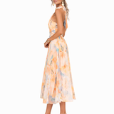 Aurora | Vestido Halter com Estampa Aquarela
