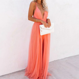 Ginevra | Maxi Dress in Coral Shine
