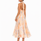Aurora | Vestido Halter com Estampa Aquarela