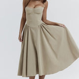 Sigrid | Midi Length Sleeveless Bustier Dress