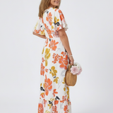 Nathalie | Vestido Maxi de Mangas Curtas com Decote Redondo