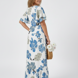 Nathalie | Vestido Maxi de Mangas Curtas com Decote Redondo