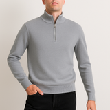 Sweter dzianinowy z pół zamkiem