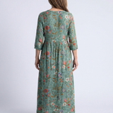 Valérie | Vestido Maxi Floral com Decote em V e Mangas 3/4
