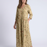 Valérie | Vestido Maxi Floral com Decote em V e Mangas 3/4
