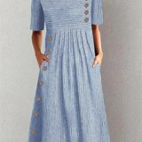Marina - Elegante Vestido Midi a Rayas