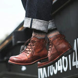 Caio - Retro Ankle Boots with Round Toe