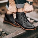 Caio - Retro Ankle Boots with Round Toe