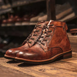 Caio - Retro Ankle Boots with Round Toe