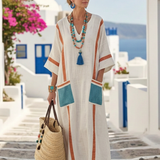 Madeleine | Vestido Maxi com Mangas Médias e Decote em V