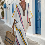 Madeleine | Vestido Maxi com Mangas Médias e Decote em V