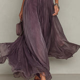 Flavia | Elegante Vestido Longo Violeta com Decote em Gota e Renda