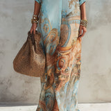 Luisa | Vestido Maxi Chemisier Estilo Mediterrâneo