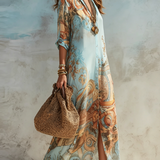 Luisa | Vestido Maxi Chemisier Estilo Mediterrâneo