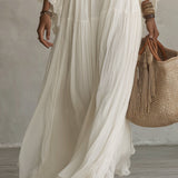 Indara | Vestido Longo Branco com Decote em V