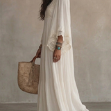 Indara | Vestido Longo Branco com Decote em V