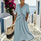 Auriane | Vestido Midi com Decote em V e Cintura Ajustada