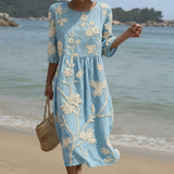 Cátia - Vestido Midi com Estampa Botânica
