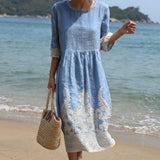 Tânia - Vestido Floral com Estampa de Plantas