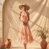 Aurora | Vestido Halter com Estampa Aquarela