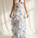 Uri | Vestido Midi Floral com Detalhes em Renda