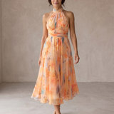 Aurora | Vestido Halter com Estampa Aquarela