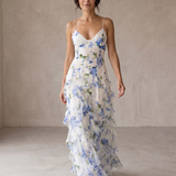 Uri | Vestido Midi Floral com Detalhes em Renda