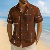 📢📢 80 % DE DESCONTO !! ⏰ Camisa de botão de corte descontraído e padrão geométrico para homem