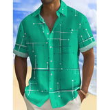 📢📢 80 % DE DESCONTO !! ⏰ Camisa de botão de corte descontraído e padrão geométrico para homem
